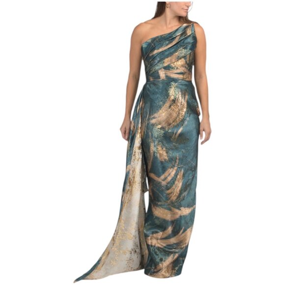 RENE BY RENE RUIZ One Shoulder Jacquard Column Gown - Picture 4 of 5